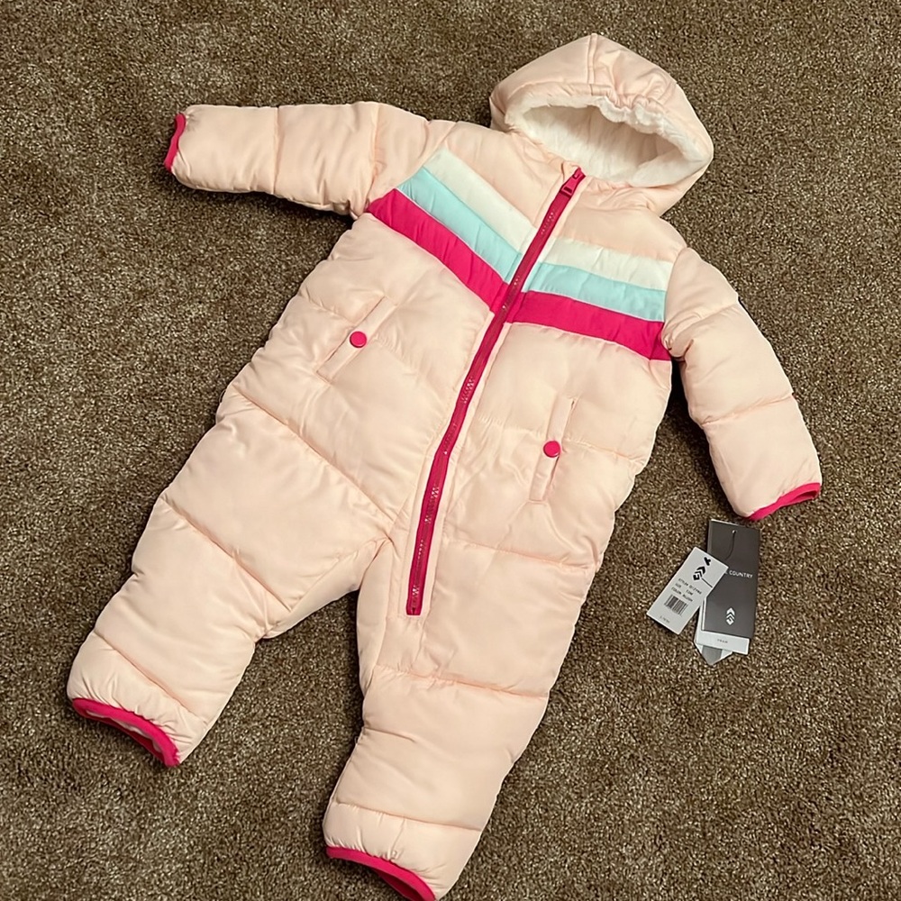 FREE COUNTRY fleece lined pink pram bunting 12 Months